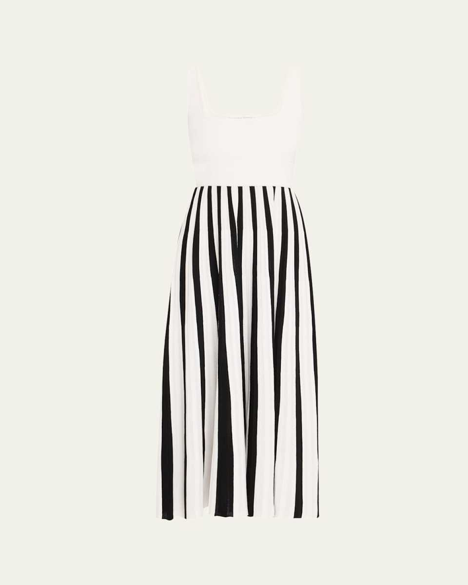 Stripe Square Neck Mesh Dress